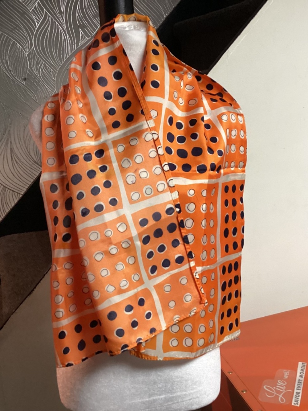 Vintage Geometric Polka Dot Scarf Retro 80s Statement Boho Wrap Travel - Picture 2 of 7
